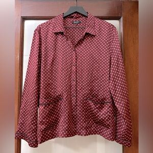 Madewell Size L long sleeve button down red silk shirt